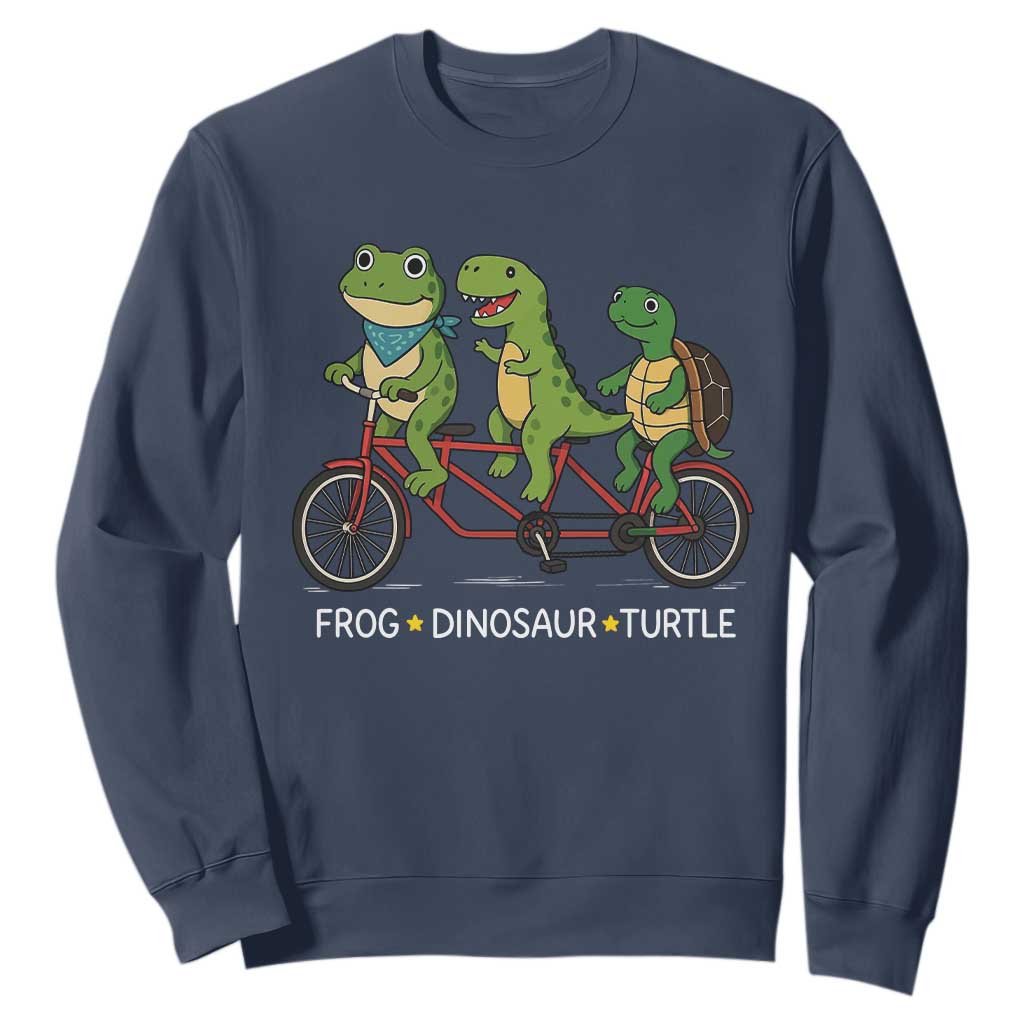 Subtle FDT Sweatshirt Frog Dinosaur Turtle Political Satire TS10 Navy Print Your Wear