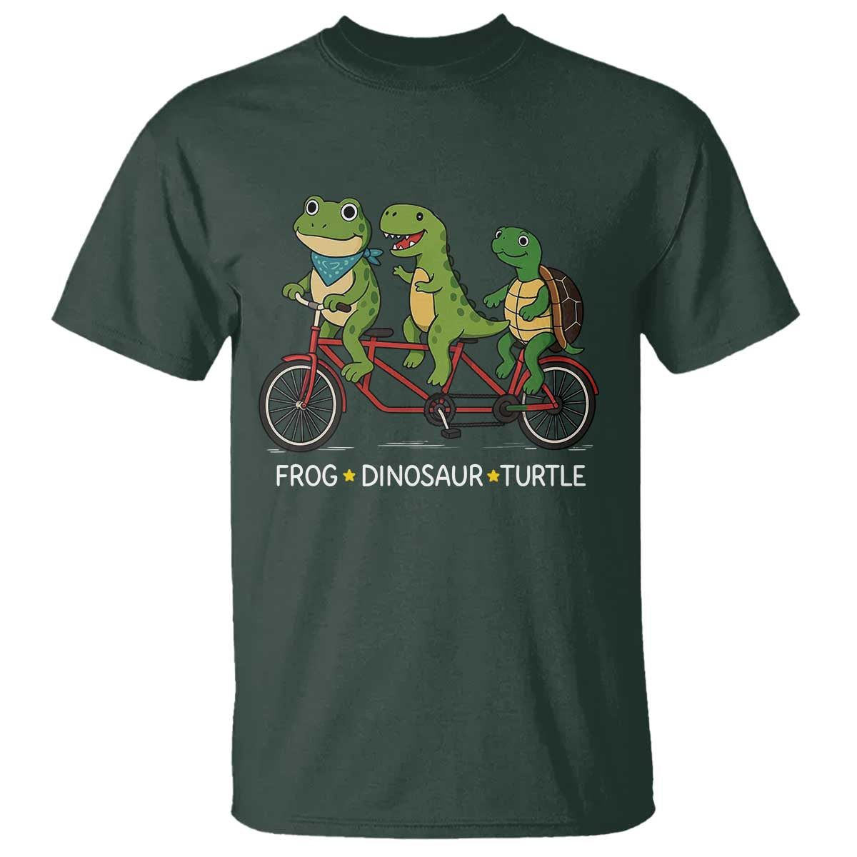 Subtle FDT T Shirt Frog Dinosaur Turtle Political Satire TS10 Dark Forest Green Print Your Wear