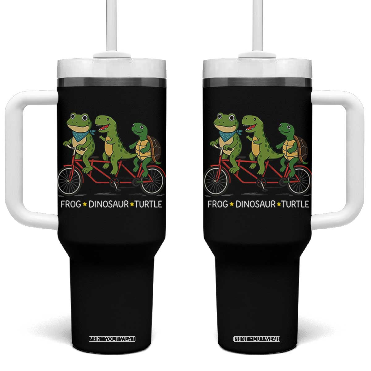 Subtle FDT Tumbler With Handle Frog Dinosaur Turtle Political Satire TS10 One Size: 40 oz Black Print Your Wear