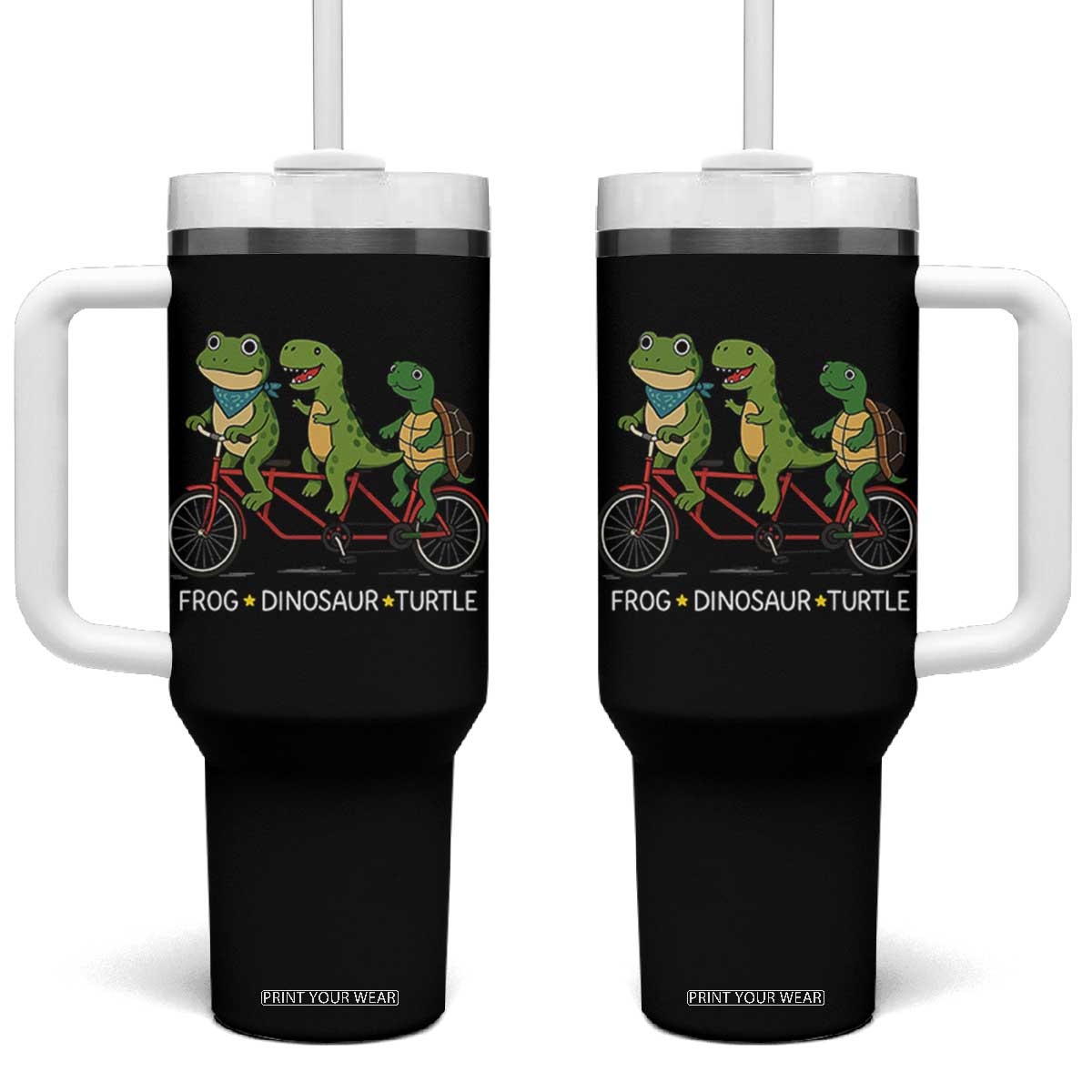 Subtle FDT Tumbler With Handle Frog Dinosaur Turtle Political Satire TS10 One Size: 40 oz Black Print Your Wear