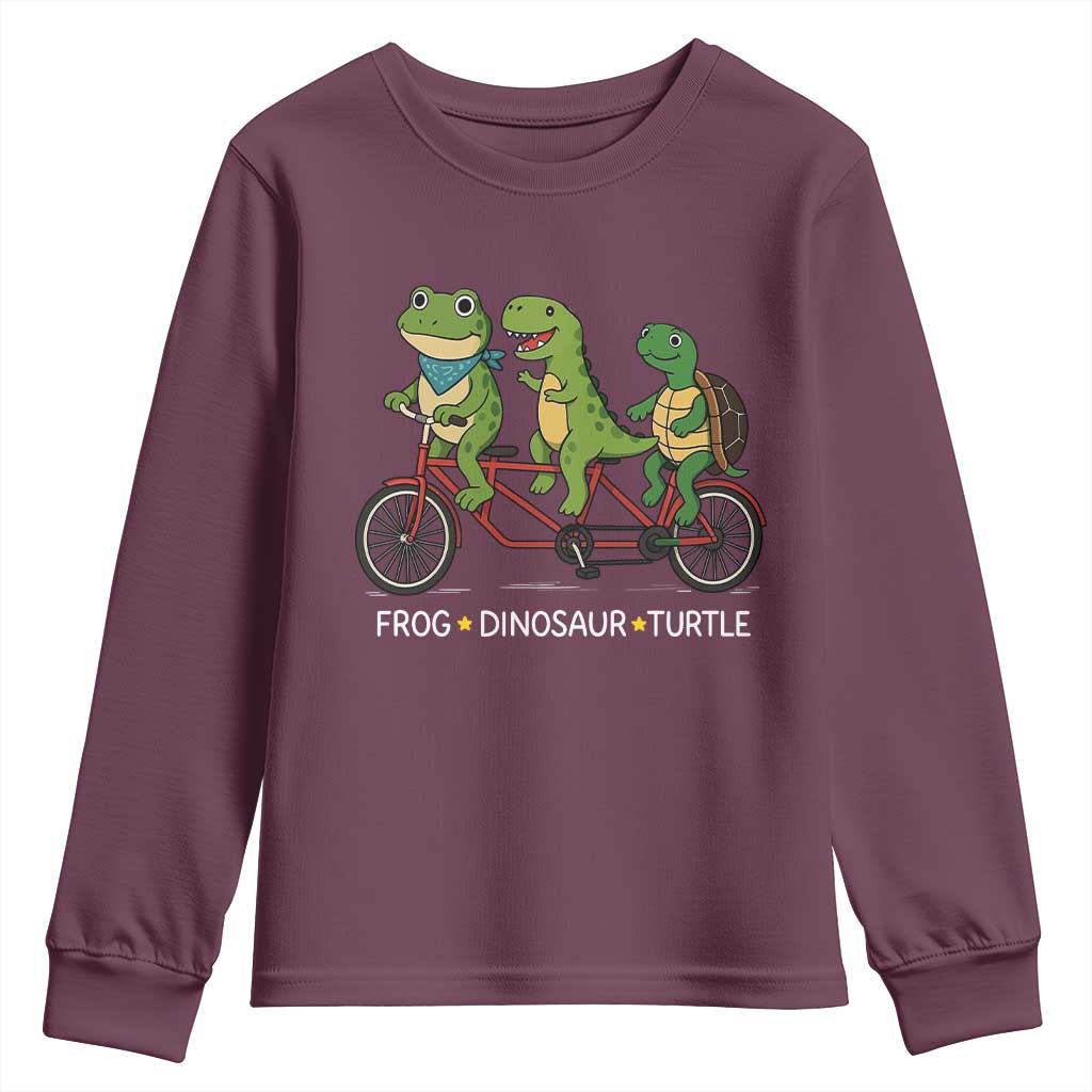 Subtle FDT Youth Sweatshirt Frog Dinosaur Turtle Political Satire TS10 Maroon Print Your Wear