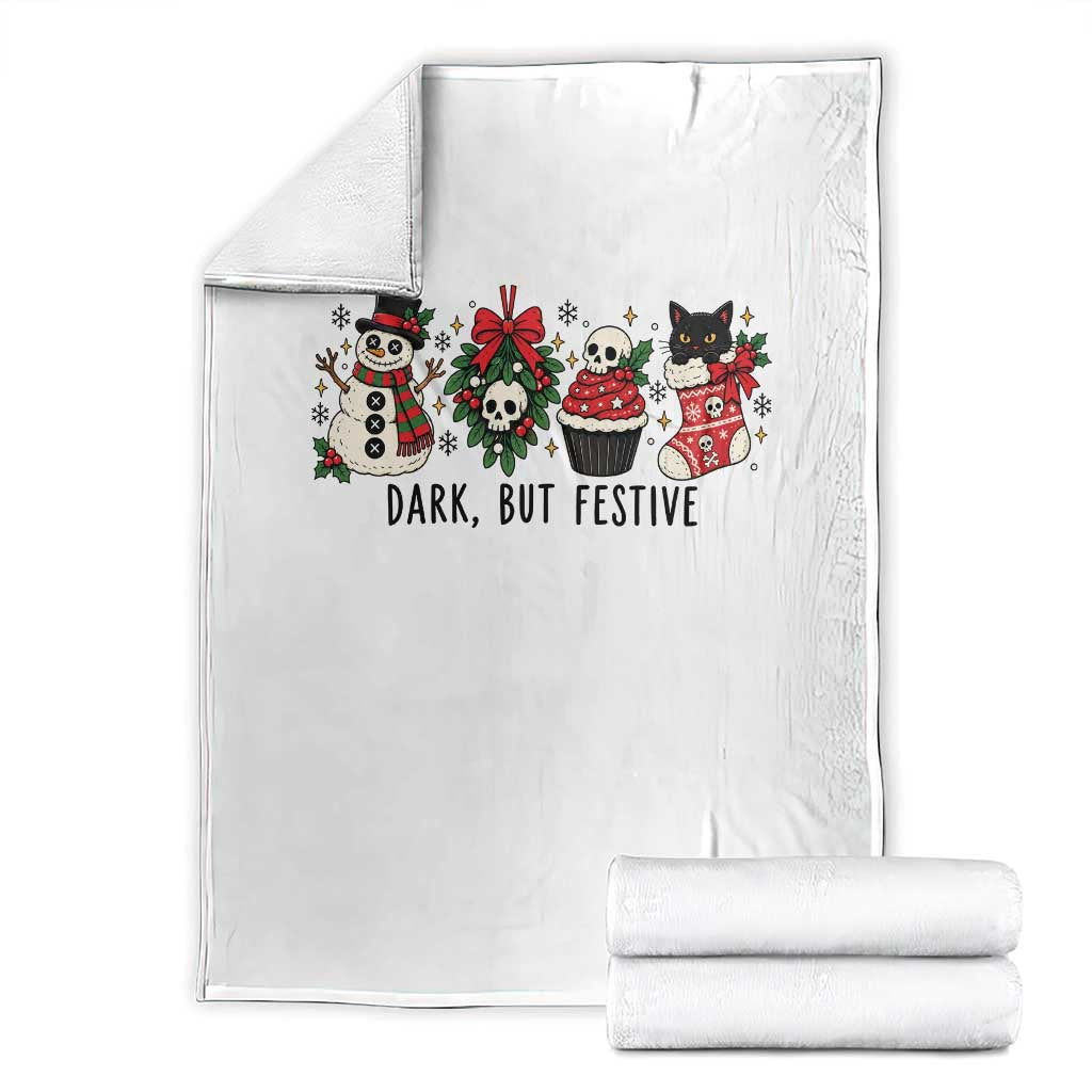 Dark But Festive Goth Christmas Throw Blanket Black Cat Spooky Holiday Gift For Goth Girl