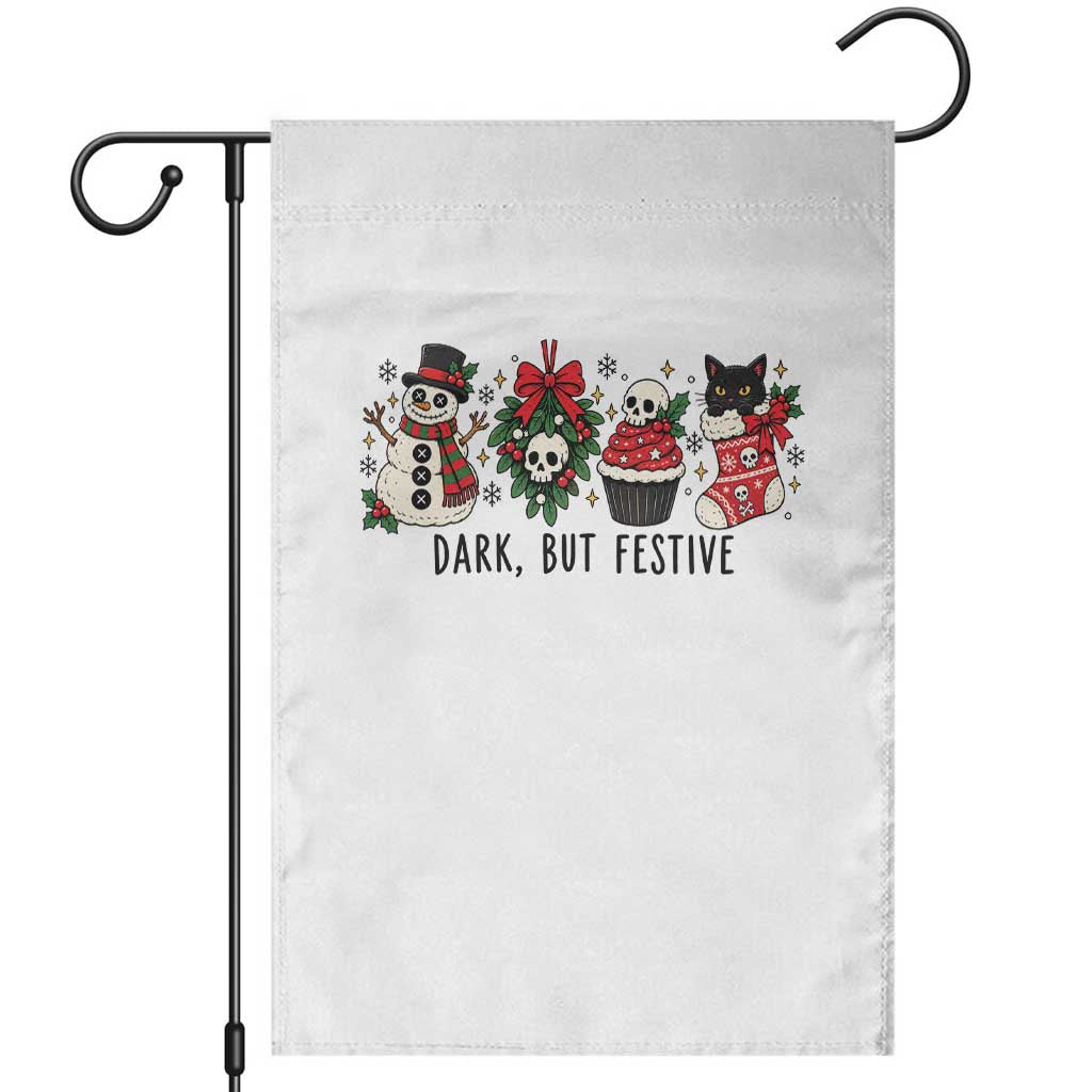 Dark But Festive Goth Christmas Garden Flag Black Cat Spooky Holiday Gift For Goth Girl