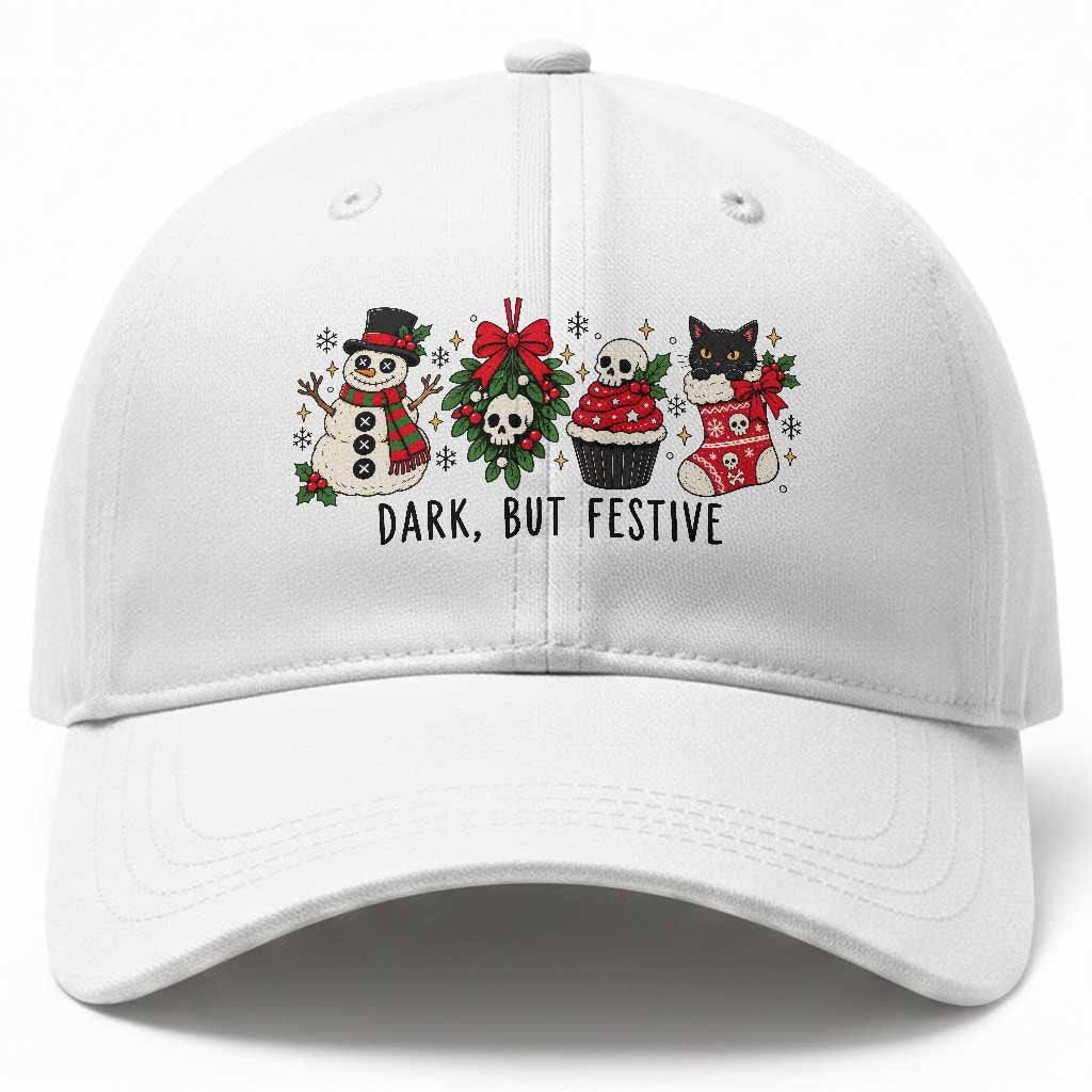 Dark But Festive Goth Christmas Baseball Cap Black Cat Spooky Holiday Gift For Goth Girl