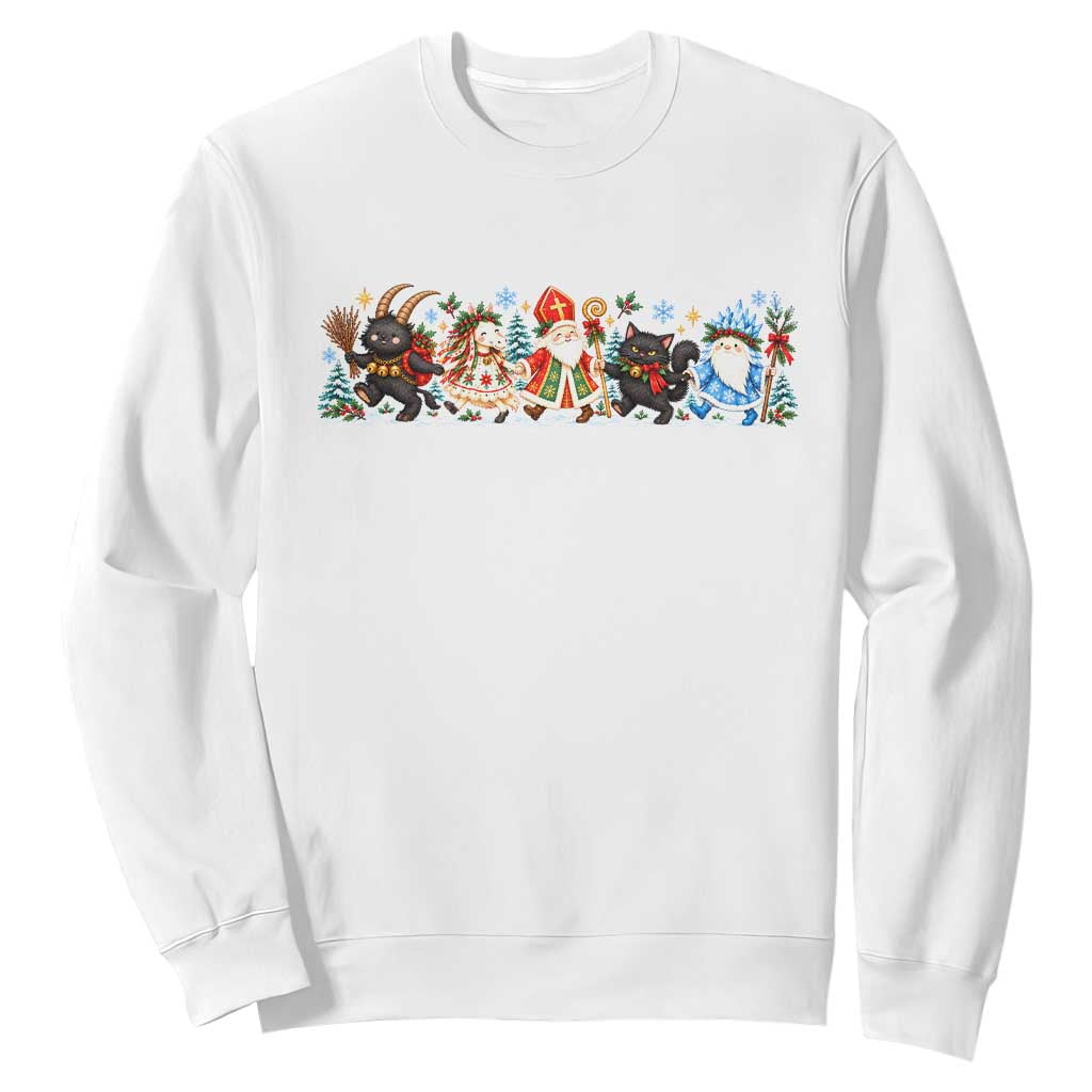 Christmas Folklore Sweatshirt Krampus Yule Cat Mari Lwyd Jack Frost St Nick Dark Holiday Graphic