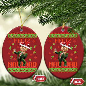 Funny Trump Christmas Ornament Feliz Navidad Ugly Christmas Sweater Dancing Trump TS10 Oval Red Print Your Wear