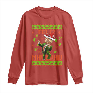 Funny Christmas Trump Long Sleeve Shirt Feliz Navidad Ugly Christmas Sweater Dancing Trump TS10 Red Print Your Wear