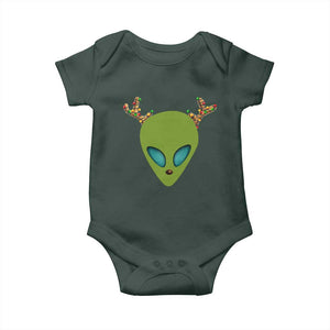 Alien Christmas Baby Onesie Funny Humans Aren't Real Cute UFO Gift TS10 Dark Forest Green Print Your Wear