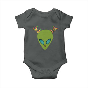 Alien Christmas Baby Onesie Funny Humans Aren't Real Cute UFO Gift TS10 Dark Heather Print Your Wear