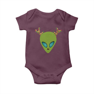 Alien Christmas Baby Onesie Funny Humans Aren't Real Cute UFO Gift TS10 Maroon Print Your Wear