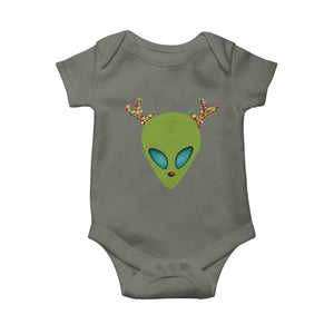 Alien Christmas Baby Onesie Funny Humans Aren't Real Cute UFO Gift TS10 Military Green Print Your Wear