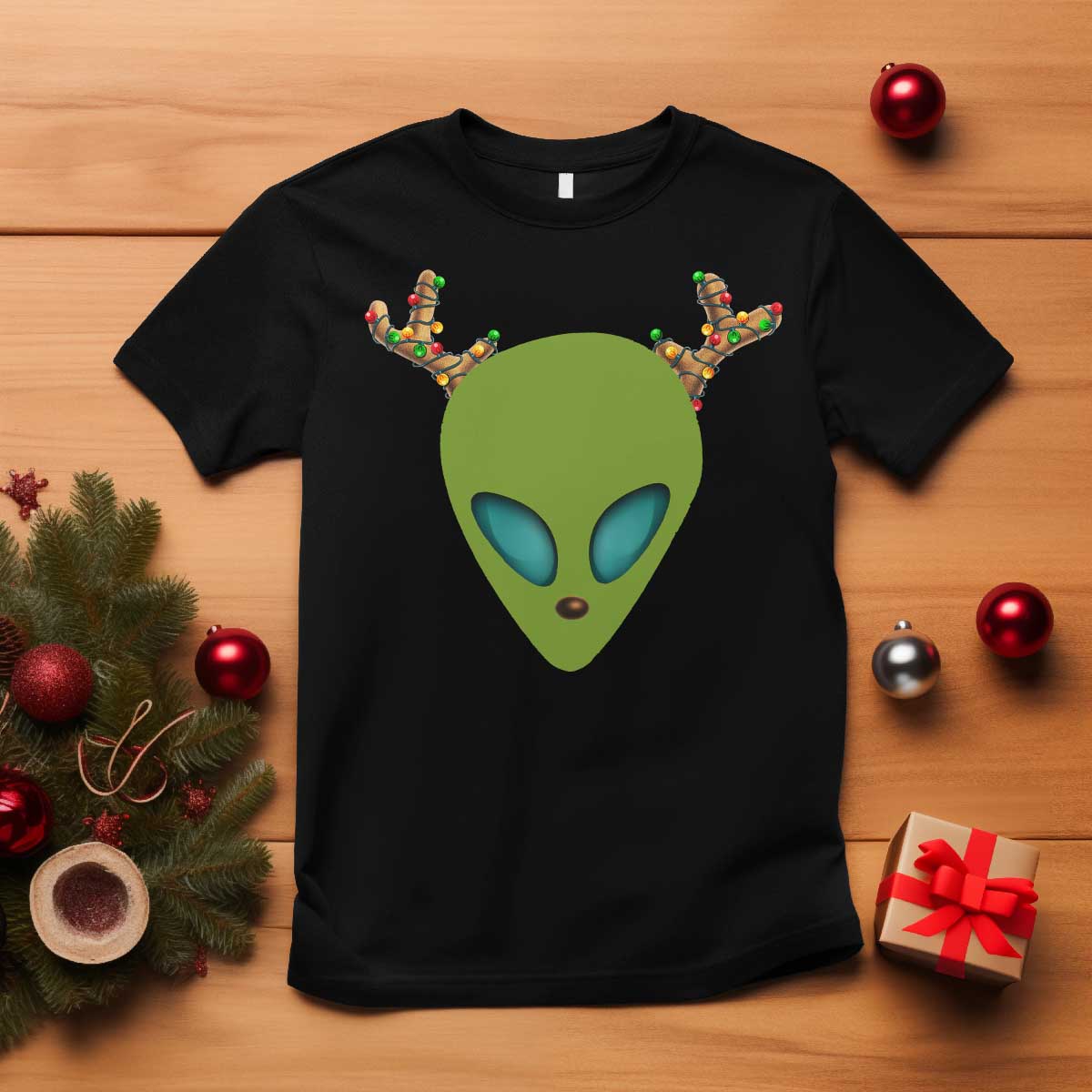 Alien Christmas T Shirt Funny Humans Aren't Real Cute UFO Gift TS10 Black Print Your Wear