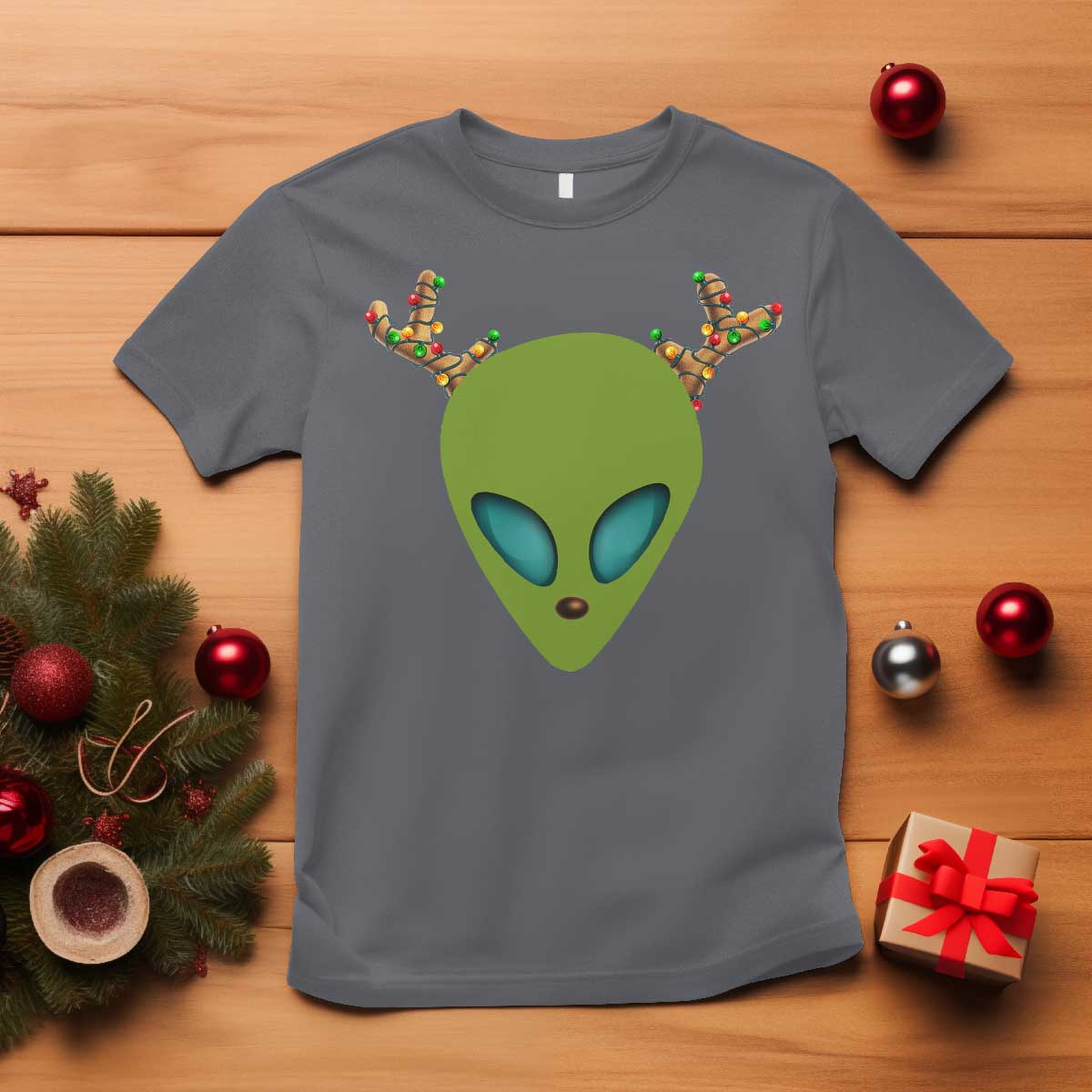 Alien Christmas T Shirt Funny Humans Aren't Real Cute UFO Gift TS10 Charcoal Print Your Wear