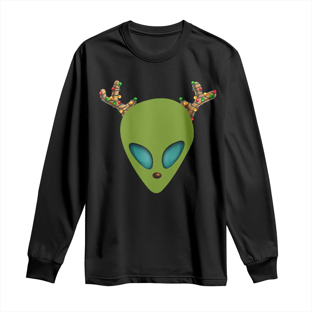 Alien Christmas Long Sleeve Shirt Funny Humans Aren't Real Cute UFO Gift TS10 Black Print Your Wear