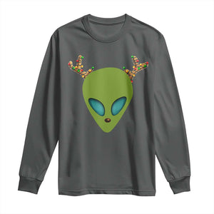 Alien Christmas Long Sleeve Shirt Funny Humans Aren't Real Cute UFO Gift TS10 Dark Heather Print Your Wear