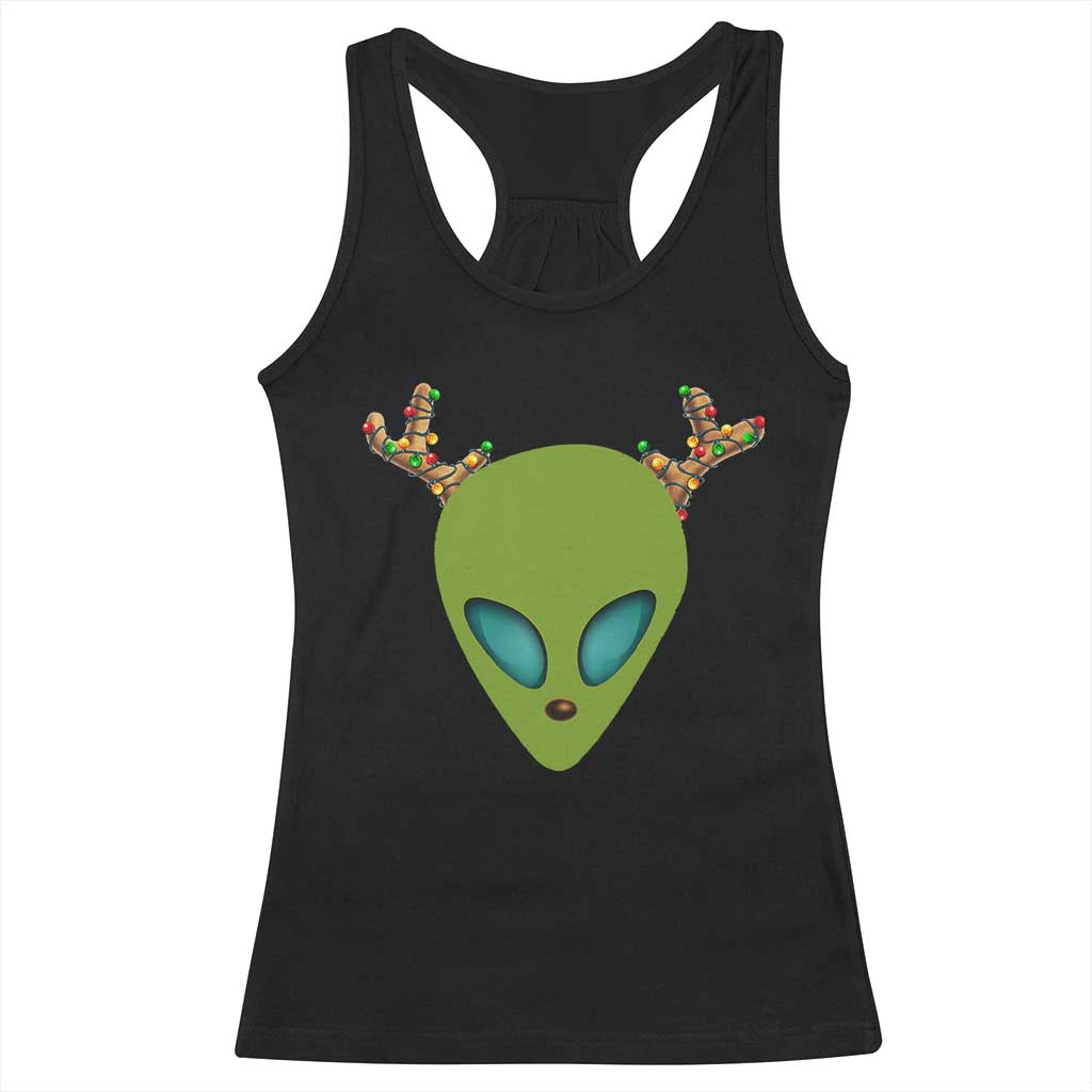 Alien Christmas Racerback Tank Top Funny Humans Aren't Real Cute UFO Gift TS10 Black Print Your Wear