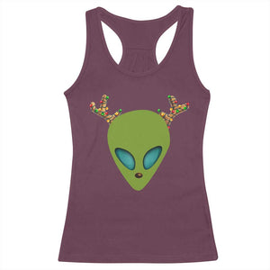 Alien Christmas Racerback Tank Top Funny Humans Aren't Real Cute UFO Gift TS10 Maroon Print Your Wear