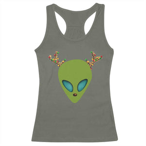 Alien Christmas Racerback Tank Top Funny Humans Aren't Real Cute UFO Gift TS10 Military Green Print Your Wear