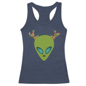 Alien Christmas Racerback Tank Top Funny Humans Aren't Real Cute UFO Gift TS10 Navy Print Your Wear