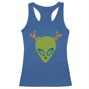 Alien Christmas Racerback Tank Top Funny Humans Aren't Real Cute UFO Gift TS10 Royal Blue Print Your Wear