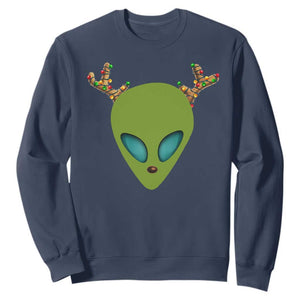 Alien Christmas Sweatshirt Funny Humans Aren't Real Cute UFO Gift TS10 Navy Print Your Wear