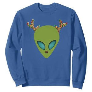 Alien Christmas Sweatshirt Funny Humans Aren't Real Cute UFO Gift TS10 Royal Blue Print Your Wear