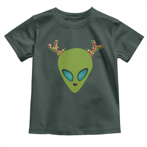 Alien Christmas Toddler T Shirt Funny Humans Aren't Real Cute UFO Gift TS10 Dark Forest Green Print Your Wear