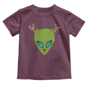 Alien Christmas Toddler T Shirt Funny Humans Aren't Real Cute UFO Gift TS10 Maroon Print Your Wear