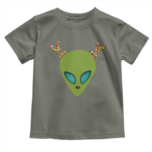 Alien Christmas Toddler T Shirt Funny Humans Aren't Real Cute UFO Gift TS10 Military Green Print Your Wear