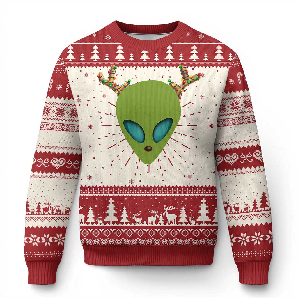 Alien Xmas Ugly Christmas Sweater Funny Humans Aren't Real Cute UFO Gift TS10 Red Print Your Wear