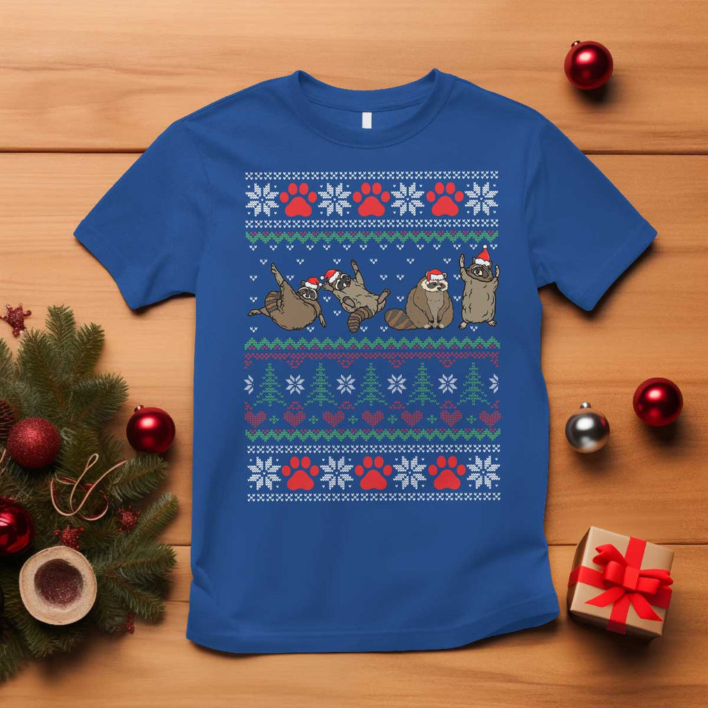 Raccoon Christmas T Shirt Funny Ugly Christmas TS10 Royal Blue Print Your Wear