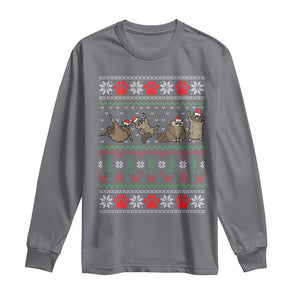 Raccoon Christmas Long Sleeve Shirt Funny Ugly Christmas TS10 Charcoal Print Your Wear