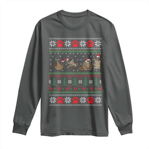 Raccoon Christmas Long Sleeve Shirt Funny Ugly Christmas TS10 Dark Heather Print Your Wear