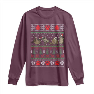 Raccoon Christmas Long Sleeve Shirt Funny Ugly Christmas TS10 Maroon Print Your Wear