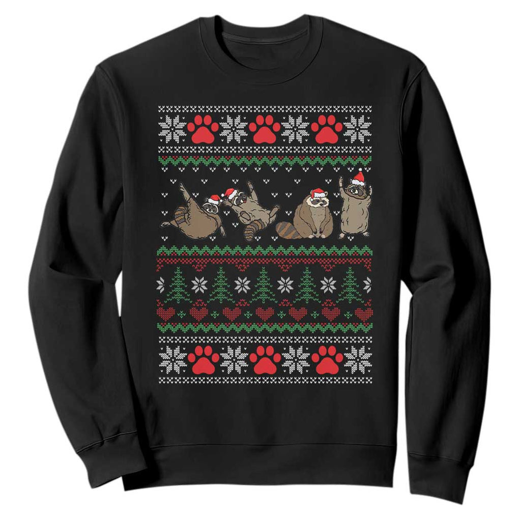 Raccoon Christmas Sweatshirt Funny Ugly Christmas TS10 Black Print Your Wear