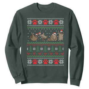 Raccoon Christmas Sweatshirt Funny Ugly Christmas TS10 Dark Forest Green Print Your Wear