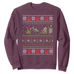Raccoon Christmas Sweatshirt Funny Ugly Christmas TS10 Maroon Print Your Wear