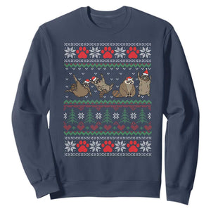 Raccoon Christmas Sweatshirt Funny Ugly Christmas TS10 Navy Print Your Wear