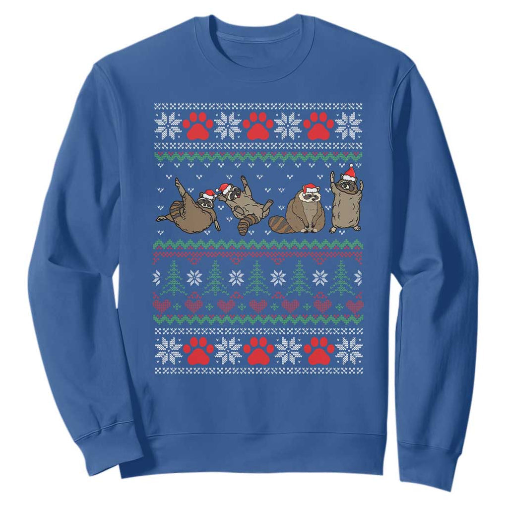 Raccoon Christmas Sweatshirt Funny Ugly Christmas TS10 Royal Blue Print Your Wear