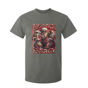 Christmas Santa T Shirt For Kid Big Nick Energy Bootleg Rap Tee TS10 Military Green Print Your Wear