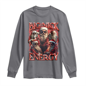 Christmas Santa Long Sleeve Shirt Big Nick Energy Bootleg Rap Tee TS10 Charcoal Print Your Wear