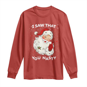 Christmas Santa Long Sleeve Shirt Vintage I Saw That You Naughty TS10 Red Print Your Wear