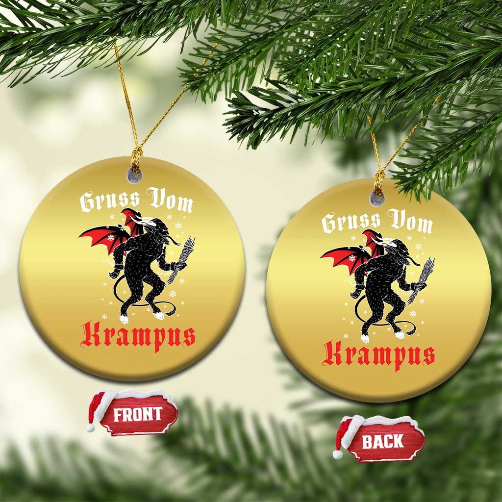 Krampus Christmas Ornament Scary Horror Goth Xmas Gruss Von Krampus TS10 Circle Gold Print Your Wear