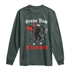 Christmas Krampus Long Sleeve Shirt Scary Horror Goth Xmas Gruss Von Krampus TS10 Dark Forest Green Print Your Wear