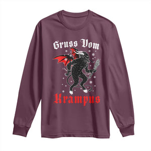 Christmas Krampus Long Sleeve Shirt Scary Horror Goth Xmas Gruss Von Krampus TS10 Maroon Print Your Wear