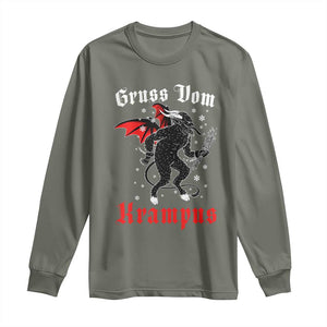 Christmas Krampus Long Sleeve Shirt Scary Horror Goth Xmas Gruss Von Krampus TS10 Military Green Print Your Wear