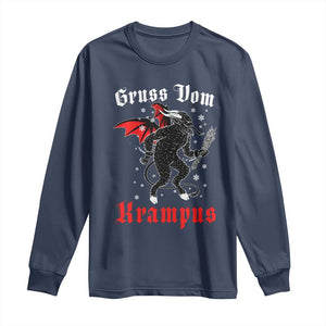 Christmas Krampus Long Sleeve Shirt Scary Horror Goth Xmas Gruss Von Krampus TS10 Navy Print Your Wear