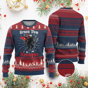 Krampus Ugly Christmas Sweater Scary Horror Goth Xmas Gruss Von Krampus TS10 Burgundy Print Your Wear