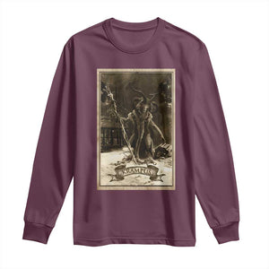 Christmas Krampus Long Sleeve Shirt Xmas Horror Ugly Sweater Krampus Tarot Card Evil Pajama TS10 Maroon Print Your Wear