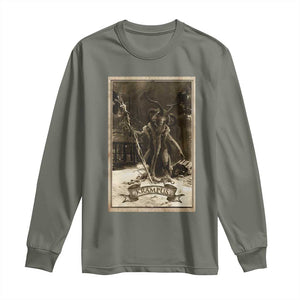 Christmas Krampus Long Sleeve Shirt Xmas Horror Ugly Sweater Krampus Tarot Card Evil Pajama TS10 Military Green Print Your Wear